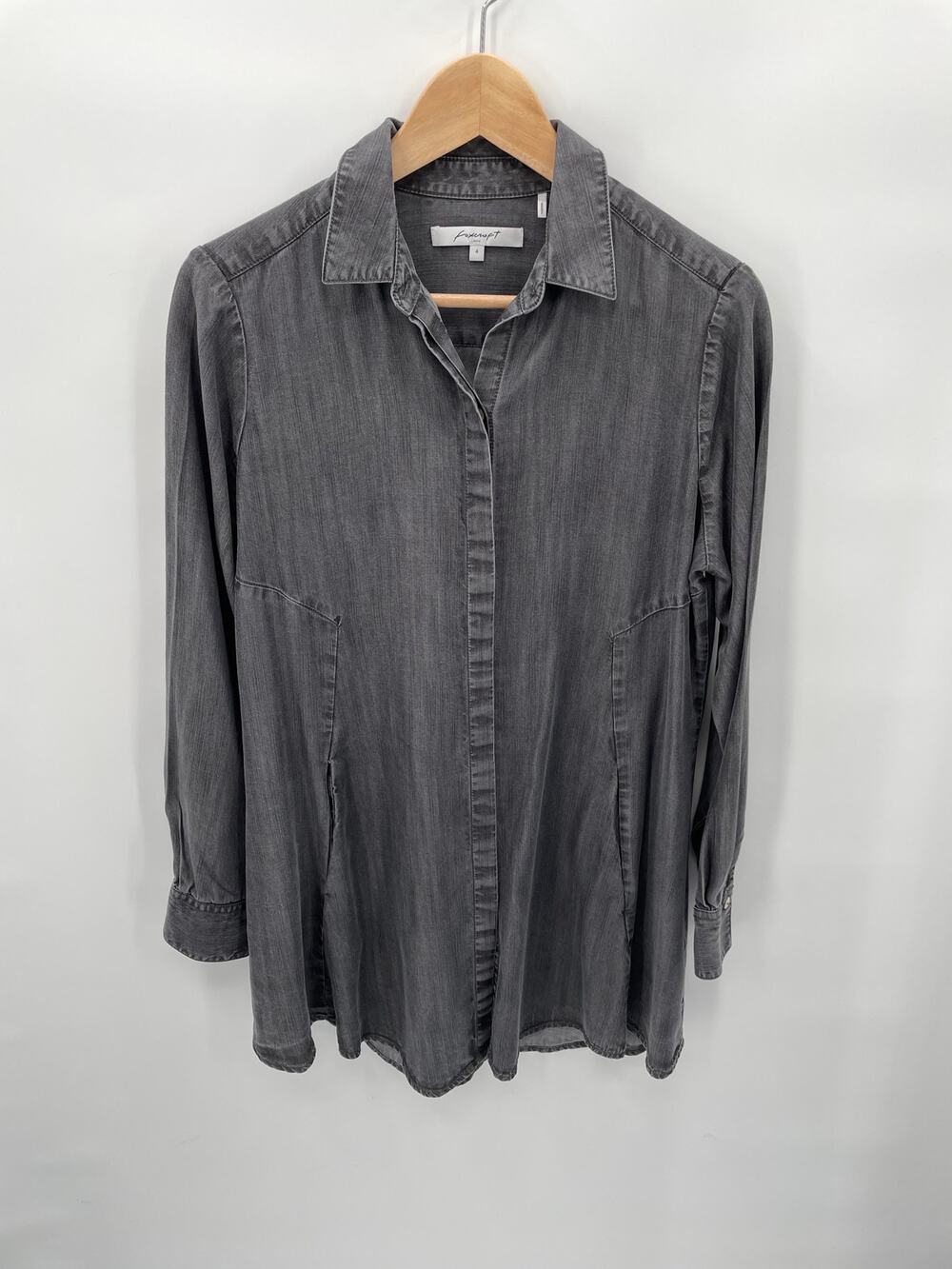 FOXCROFT Black Washed Tencel Chambray Button Up Tunic // 4